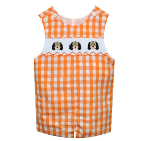 Remember Nguyen Orange Checked Hound Dog Smocked Shortall