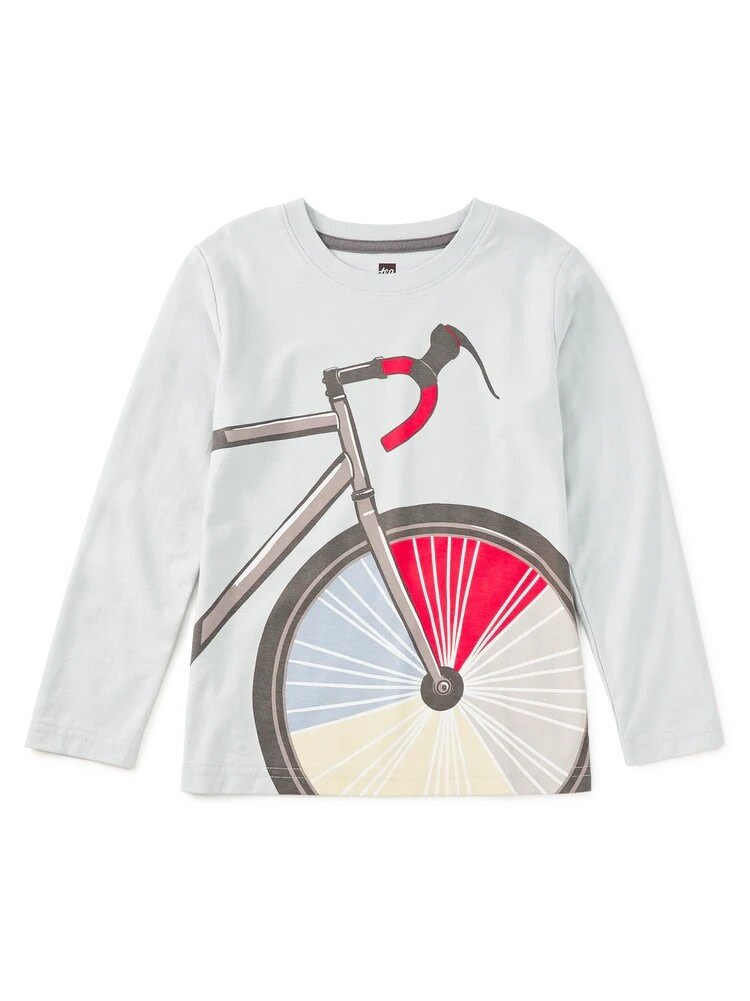 Tea Collection Blue Color Wheel Bike LS Graphic Tee