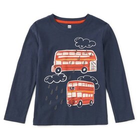 Tea Collection Indigo Double Decker Bus LS Graphic Tee