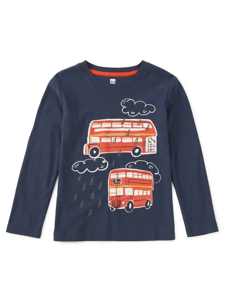 Tea Collection Indigo Double Decker Bus LS Graphic Tee