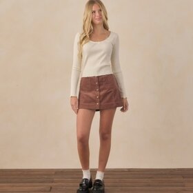 Rylee + Cru LLC Natural Long Sleeve Knit Tee