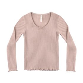 Rylee + Cru LLC Rosewood Ribbed Long Sleeve Tee