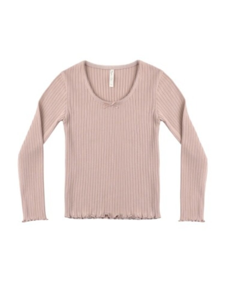 Rylee + Cru LLC Rosewood Ribbed Long Sleeve Tee