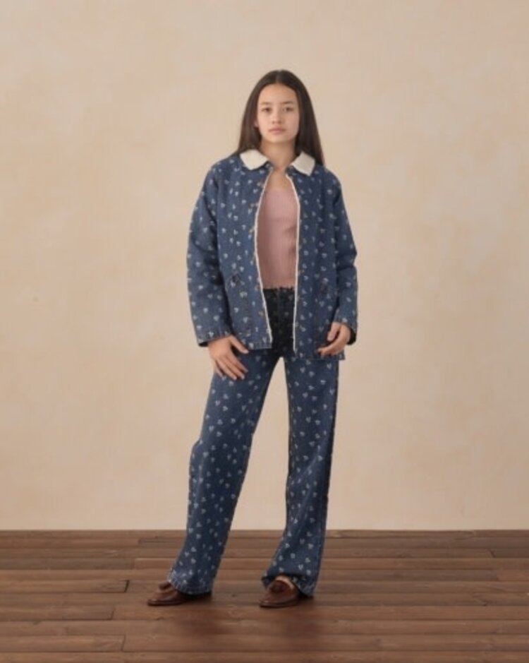 Rylee + Cru LLC Heart Ditsy Baggy Wide Leg Denim Pants