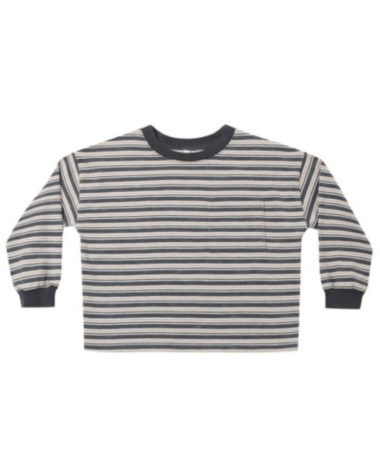 Rylee + Cru LLC Blue Stripe Relaxed Long Sleeve Tee