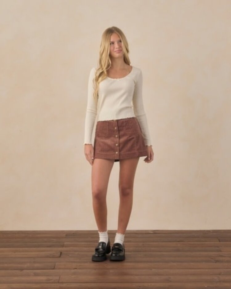 Rylee + Cru LLC Natural Long Sleeve Knit Tee