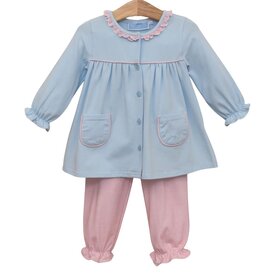 Trotter Street Kids Blue/Lt. Pink Gingham Amelia Bloomer Pant Set