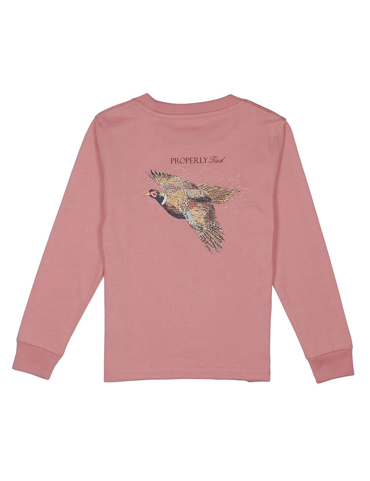 Properly Tied Pheasant Hunt Salmon LS Tee