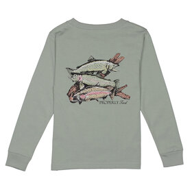 Properly Tied Trout Trio Chrome Grey LS Tee