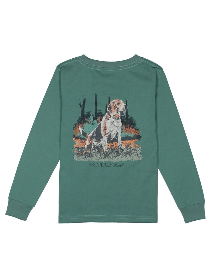 Properly Tied Beagle Marine Green LS Tee