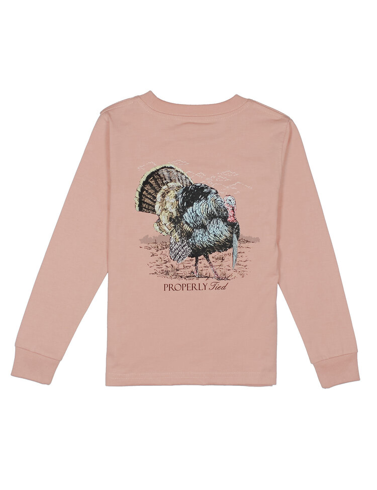 Properly Tied Gobbler Peach LS Tee