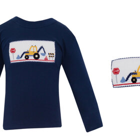 Anavini Navy Excavator Smocked Shirt