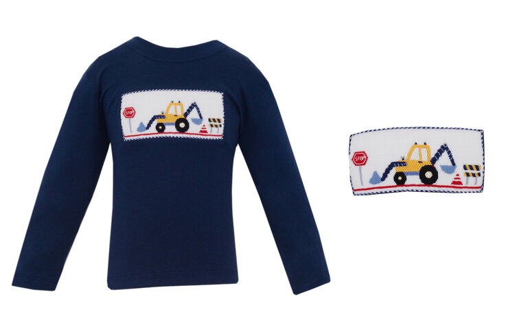 Anavini Navy Excavator Smocked Shirt