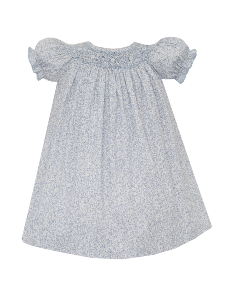 Petit Bebe Blue Floral Liberty Print Smocked Bishop