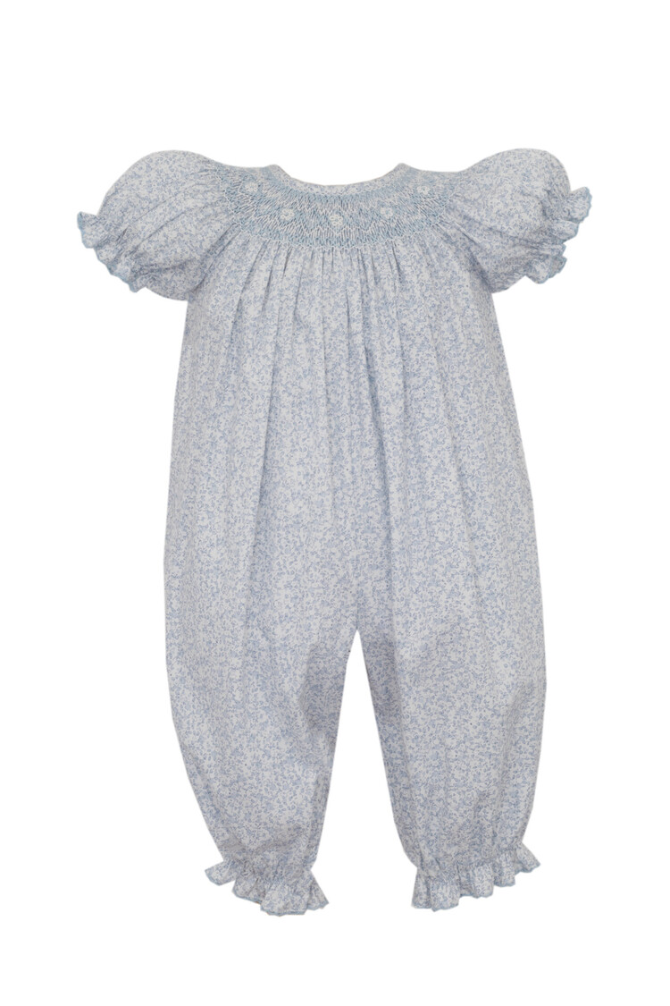 Petit Bebe Blue Floral Liberty Print Smocked Bubble