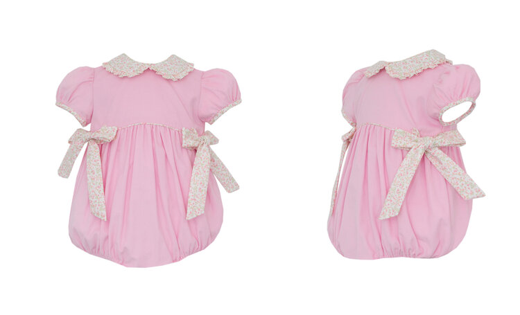Petit Bebe Pink Corduroy Floral Bubble