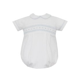 Petit Bebe White Smocked Knit Boy Bubble
