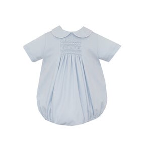 Petit Bebe Blue Smocked Knit Boy Bubble