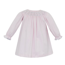 Petit Bebe Pink Smocked Knit Bishop Dress
