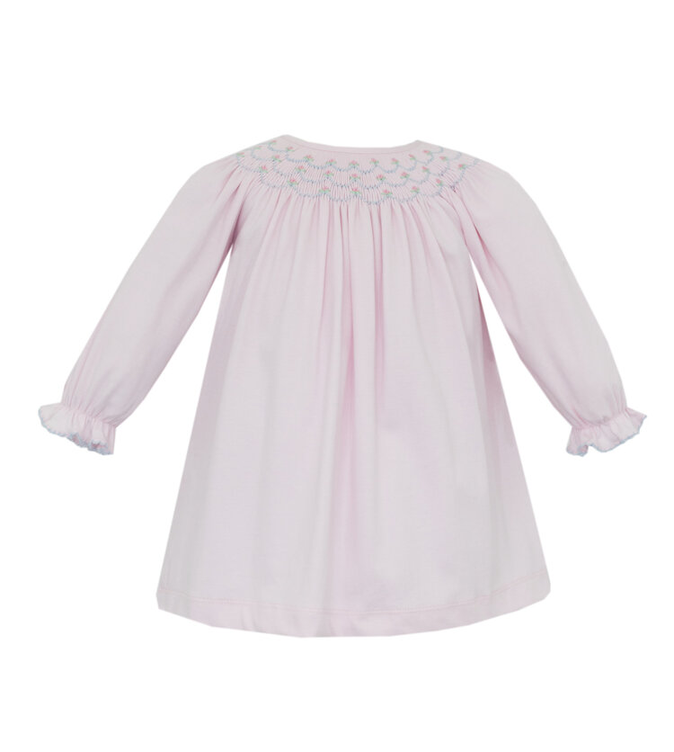 Petit Bebe Pink Smocked Knit Bishop Dress