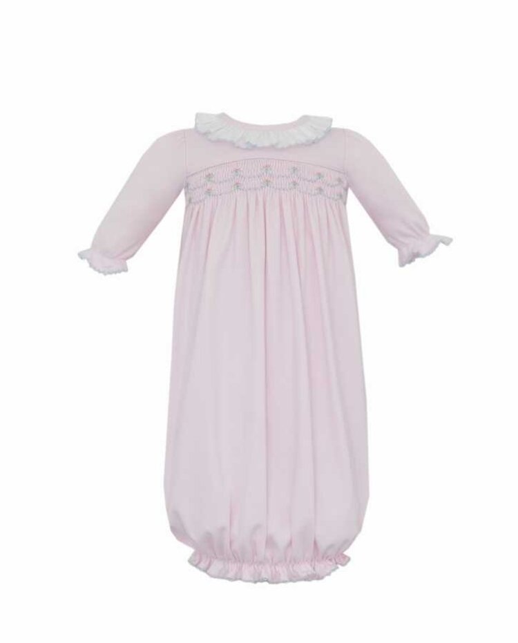 Petit Bebe Pink Smocked Ruffle Knit Sac