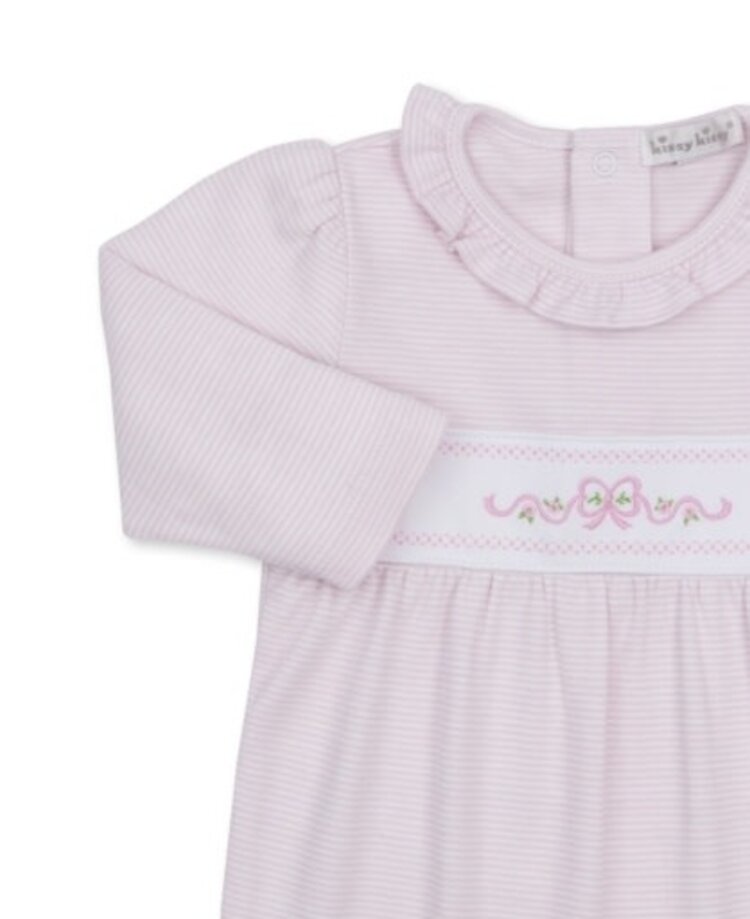 Kissy Kissy Pink Stripe Bow Footie