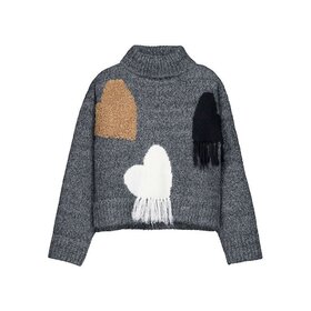 Mayoral Gray Heart Turtleneck Sweater
