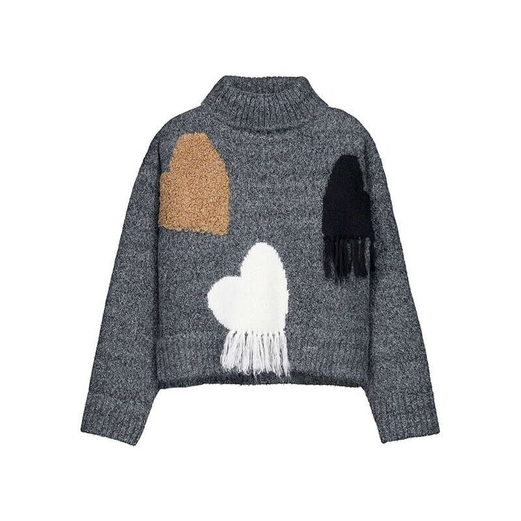 Mayoral Gray Heart Turtleneck Sweater