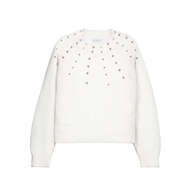 Mayoral Cream Rhinestone Sweater