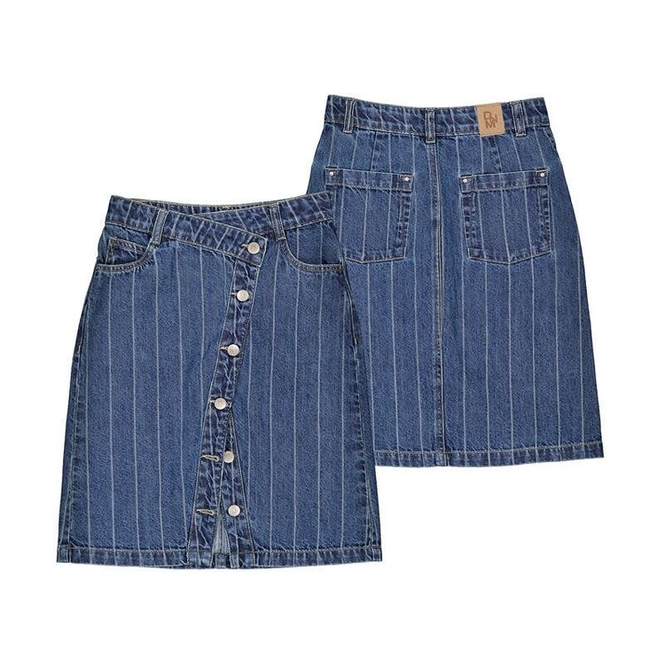 Mayoral Striped Midi Denim Skirt