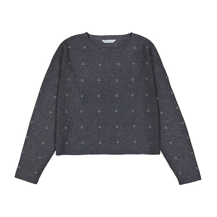 Mayoral Heathered Lead Gray Stud Sweater
