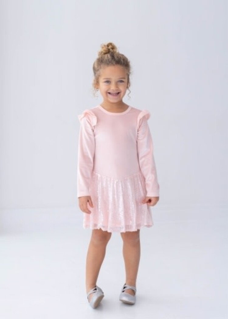 Mabel and Honey Pink Blushing Velvet Dress
