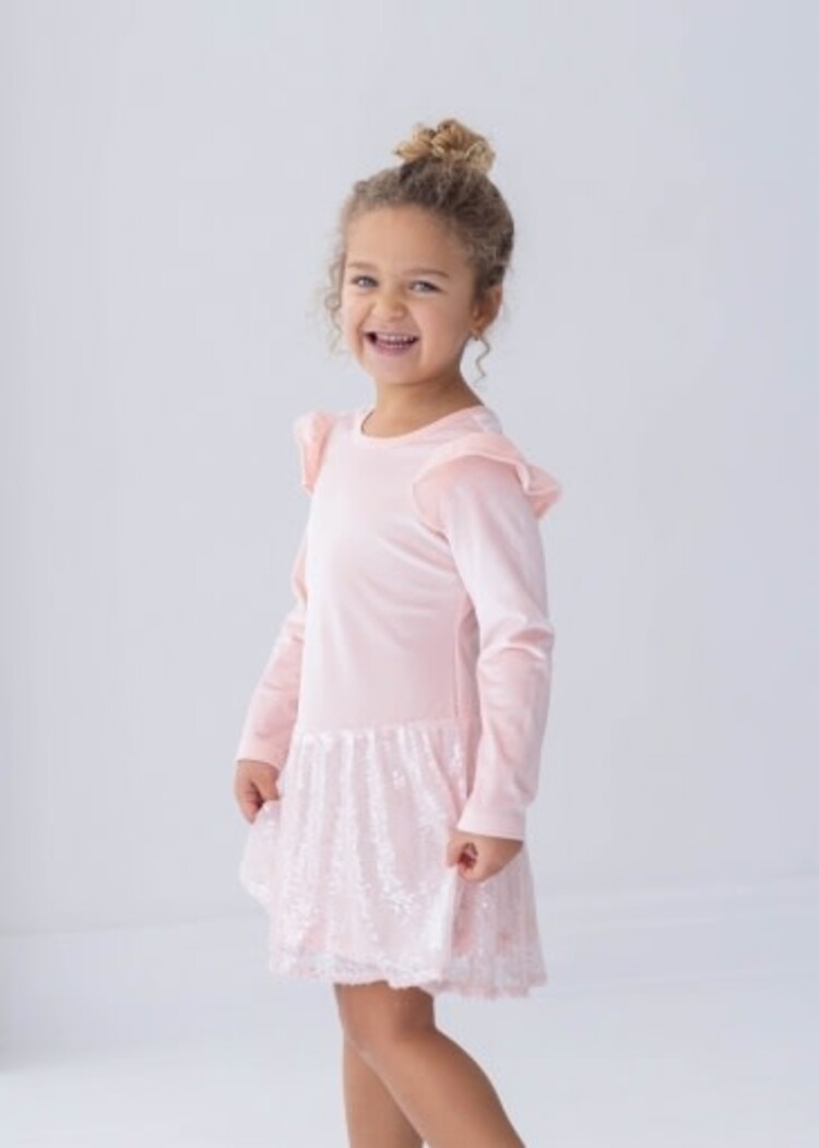 Mabel and Honey Pink Blushing Velvet Dress