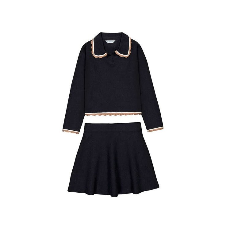 Mayoral Black Tricot Skirt Set