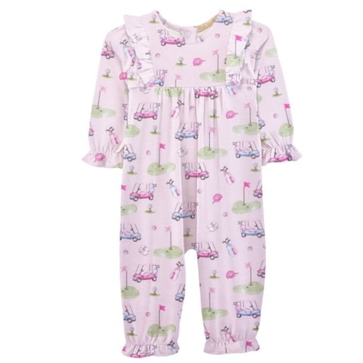 Baby Club Chic Golfing In Pink Ruffle Playsuit