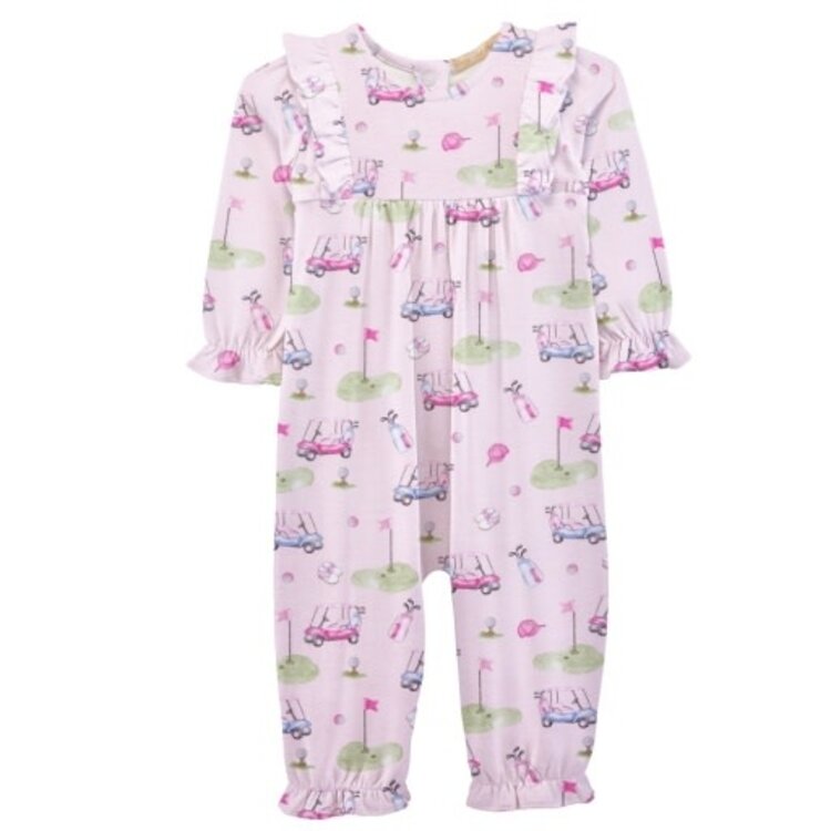 Baby Club Chic Golfing In Pink Ruffle Playsuit