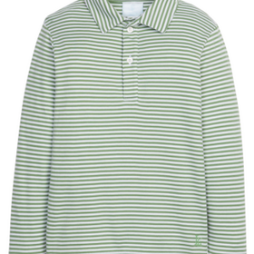 Little English | BISBY Long Sleeve Polo - Watercress Stripe
