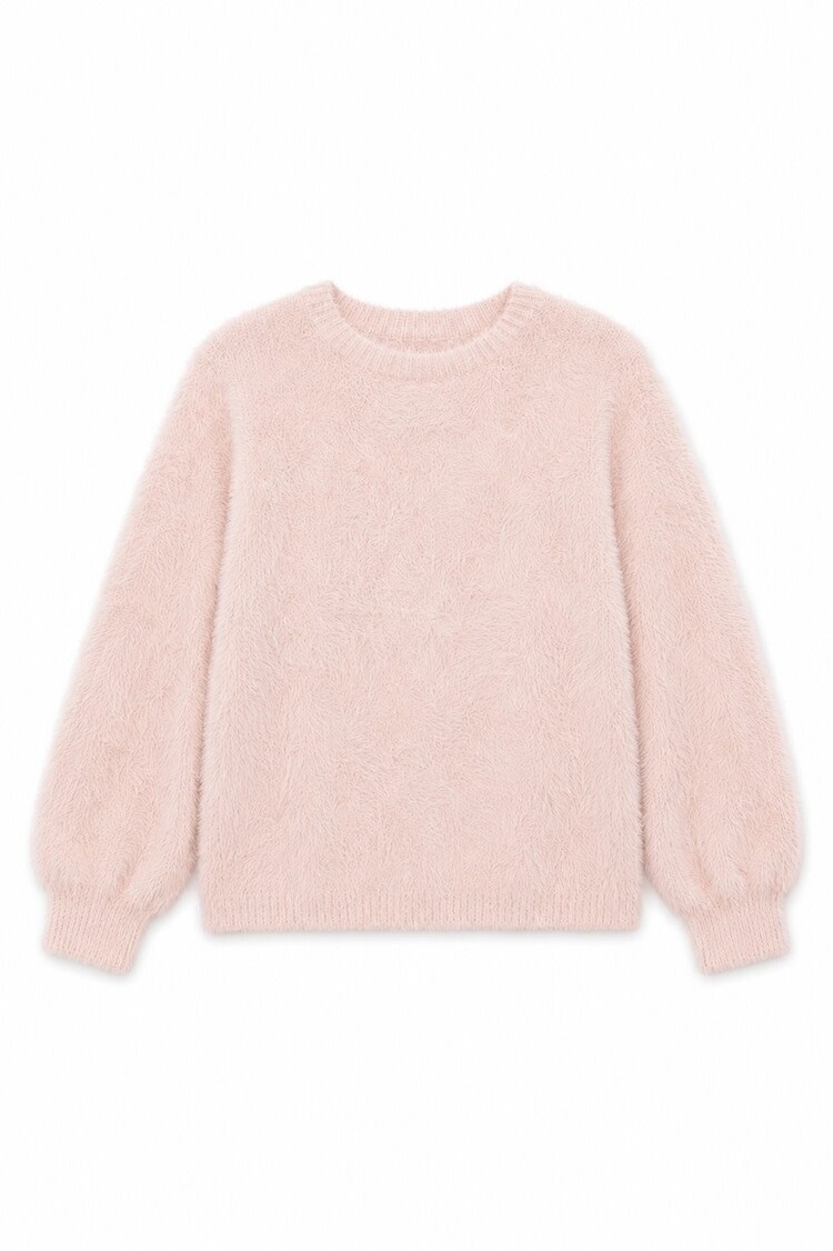 Theme Maya Light Pink Fluffy Sweater Drop Shoulder