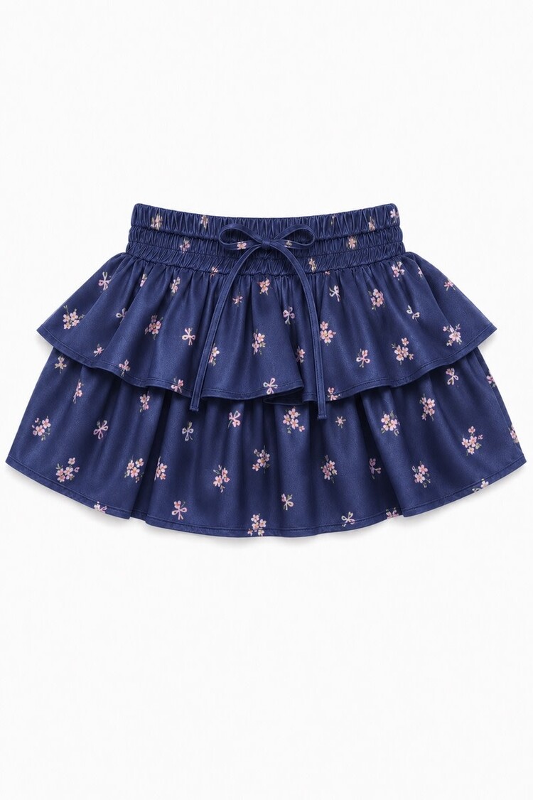 Theme Willow Rose Bow Navy Satin Skort