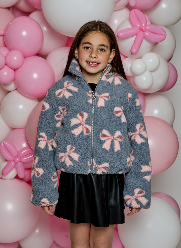 Design History Gray with Pink Bows Fleece Jacket