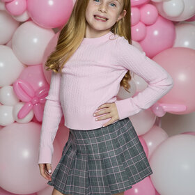 Design History Pink Cableknit Long Sleeve Sweater