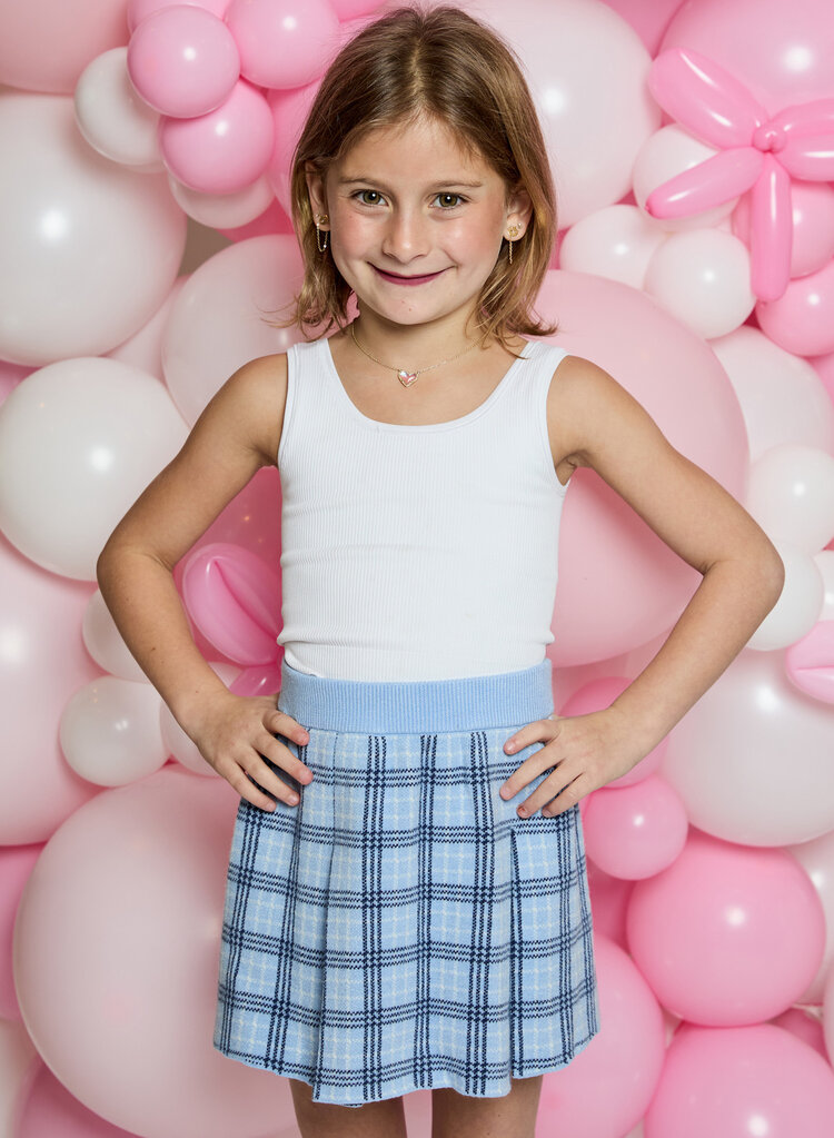 Design History Blue Plaid Pleated Sweater Skirt