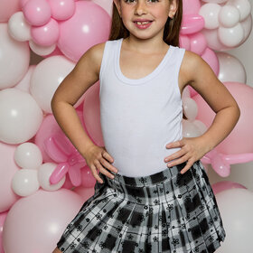 Design History Black and White Plaid Flower Skirt