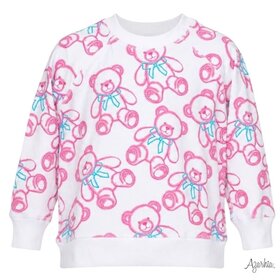 Azarhia Spray Painted Bears White Oversized Sweatshirt