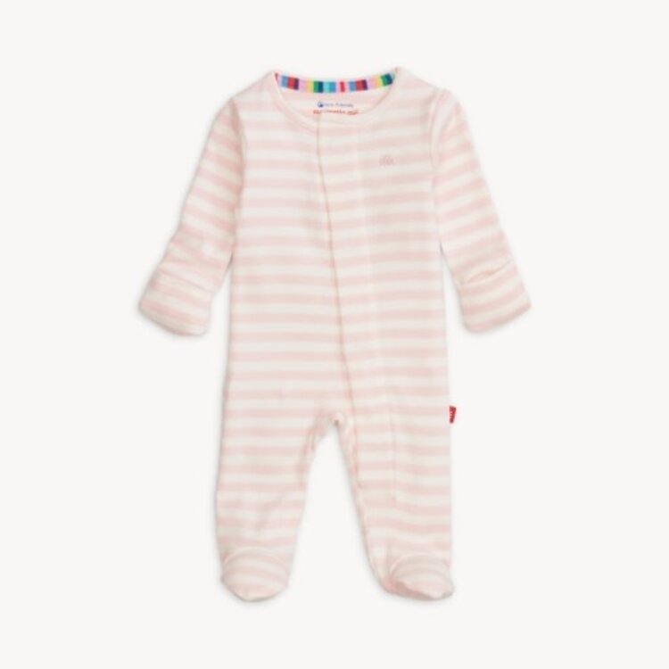 Magnetic  Me PINK STRIPE ORGANIC COTTON FOOTIE