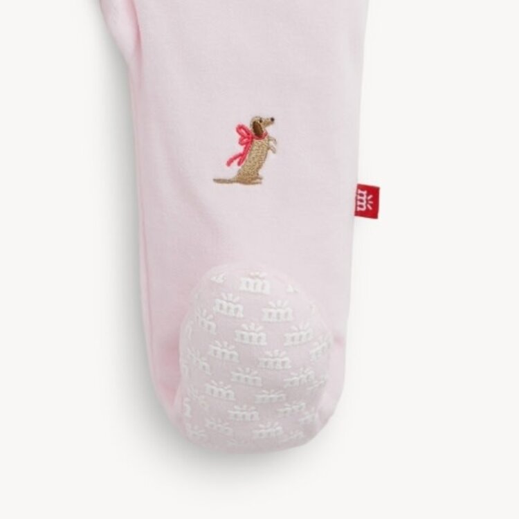 Magnetic  Me EMBROIDERY DOGS PINK VELOUR FOOTIE