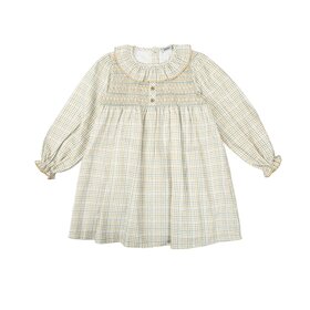 Babidu Yellow Plaid Smocked Dress