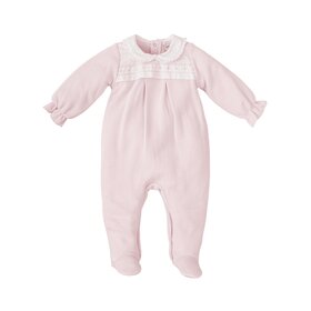 Babidu Pink Emb Dot Collar Footie