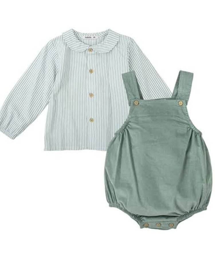 Babidu Green Stripe Corduroy Bubble Set