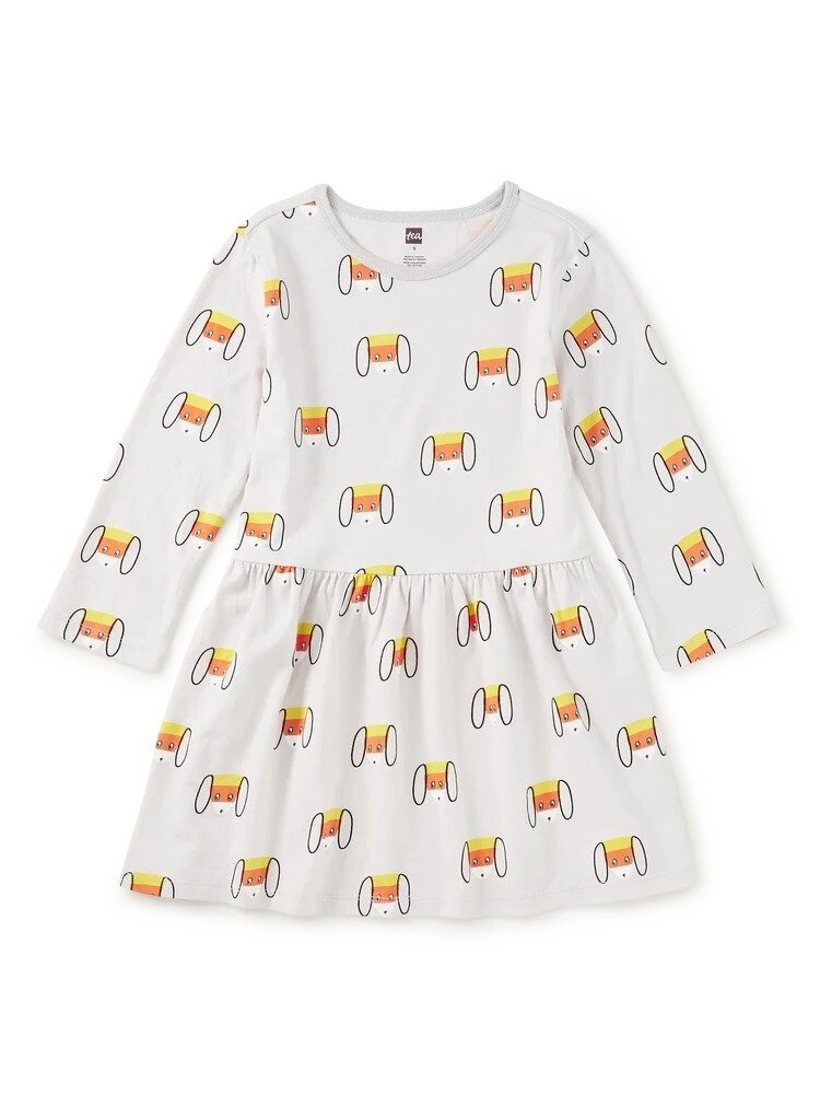 Tea Collection Candy Corn Dog LS Skirted Dress